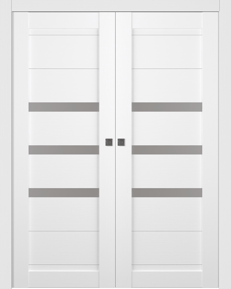 DORA VETRO BIANCO NOBLE DOUBLE POCKET BELLDINNI MODERN INTERIOR DOOR - 1