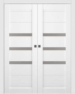 DORA VETRO BIANCO NOBLE DOUBLE POCKET BELLDINNI MODERN INTERIOR DOOR - 1