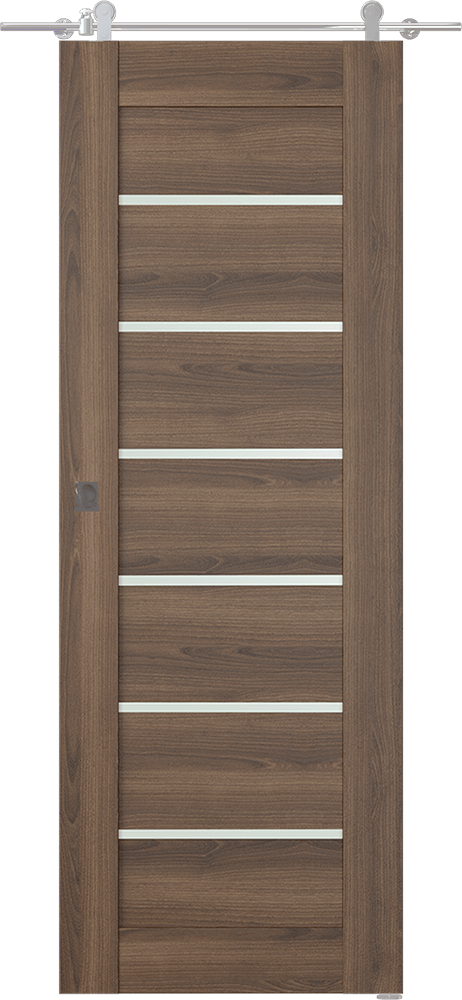 AVON 07-02 VETRO PECAN NUTWOOD DOUBLE BARN DOORS BELLDINNI MODERN INTERIOR DOOR - 1
