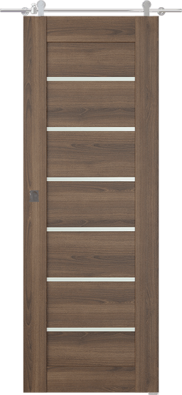 AVON 07-02 VETRO PECAN NUTWOOD DOUBLE BARN DOORS BELLDINNI MODERN INTERIOR DOOR - 1