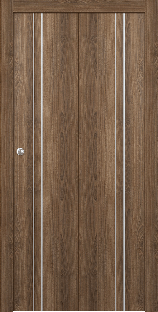 OPTIMA 2V PECAN NUTWOOD BI-FOLD DOORS BELLDINNI MODERN INTERIOR DOOR - 1
