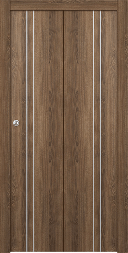 OPTIMA 2V PECAN NUTWOOD BI-FOLD DOORS BELLDINNI MODERN INTERIOR DOOR - 1