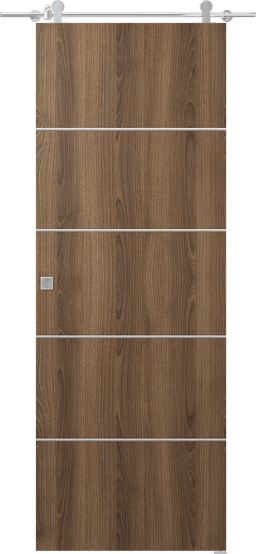 OPTIMA 4H PECAN NUTWOOD BARN DOORS BELLDINNI MODERN INTERIOR DOOR - 1