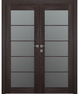 AVON 5 LITE VETRO VERALINGA OAK DOUBLE BELLDINNI MODERN INTERIOR DOOR - 1