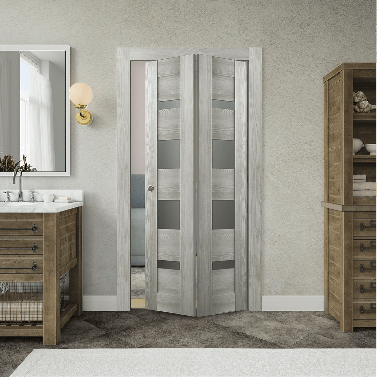 AVON 07-01 VETRO RIBEIRA ASH DOUBLE BI-FOLD BELLDINNI MODERN INTERIOR DOOR - 2