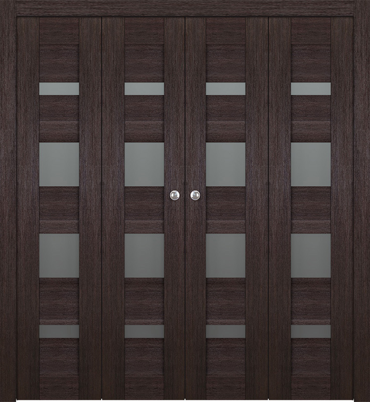 AVON 07-01 VETRO VERALINGA OAK DOUBLE BI-FOLD BELLDINNI MODERN INTERIOR DOOR - 1