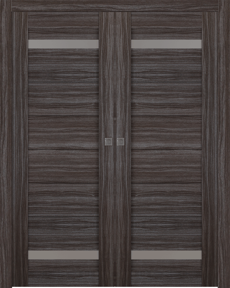 PERLA VETRO GRAY OAK DOUBLE POCKET BELLDINNI MODERN INTERIOR DOOR - 1