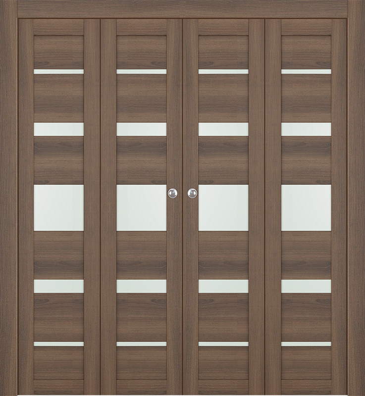 AVON 07-03 VETRO PECAN NUTWOOD DOUBLE BI-FOLD DOORS BELLDINNI MODERN INTERIOR DOOR - 1