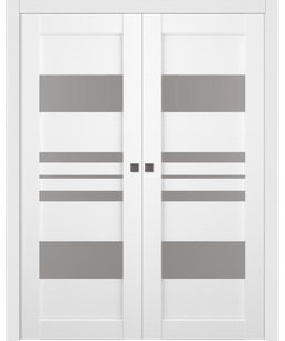 ROMI VETRO BIANCO NOBLE DOUBLE POCKET BELLDINNI MODERN INTERIOR DOOR - 1