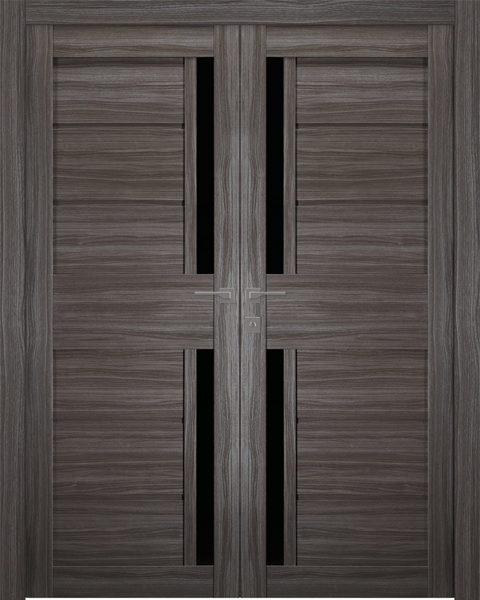 Esta Black Vetro Gray Oak Double Doors Belldinni Modern Interior Door - 1