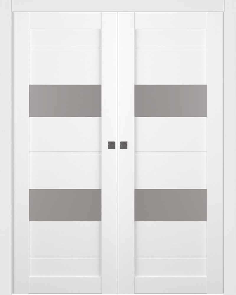 VITA VETRO BIANCO NOBLE DOUBLE POCKET BELLDINNI MODERN INTERIOR DOOR - 1