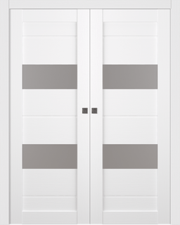 VITA VETRO BIANCO NOBLE DOUBLE POCKET BELLDINNI MODERN INTERIOR DOOR - 1