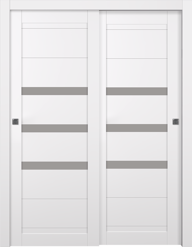 DORA VETRO SNOW WHITE BYPASS BELLDINNI MODERN INTERIOR DOOR - 1