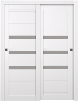 DORA VETRO SNOW WHITE BYPASS BELLDINNI MODERN INTERIOR DOOR - 1
