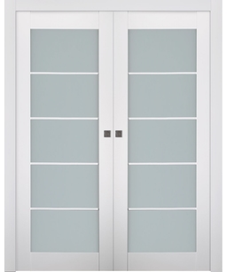 SMART PRO 5 LITE VETRO POLAR WHITE DOUBLE POCKET BELLDINNI MODERN INTERIOR DOOR - 1