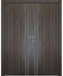 PALLADIO 2U GRAY OAK DOUBLE POCKET BELLDINNI MODERN INTERIOR DOOR - 1