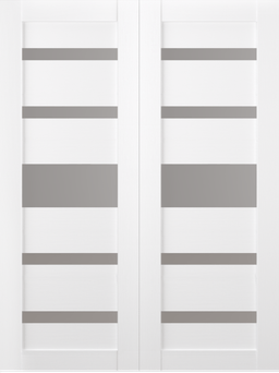 GINA VETRO BIANCO NOBLE DOUBLE BARN DOORS BELLDINNI MODERN INTERIOR DOOR - 2
