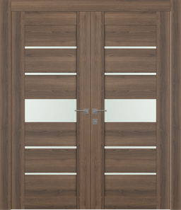 AVON 07-06 VETRO PECAN NUTWOOD DOUBLE DOORS BELLDINNI MODERN INTERIOR DOOR - 1