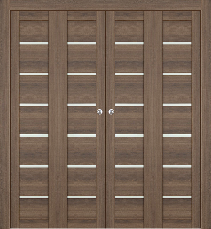 AVON 07-02 VETRO PECAN NUTWOOD DOUBLE BI-FOLD DOORS BELLDINNI MODERN INTERIOR DOOR - 1