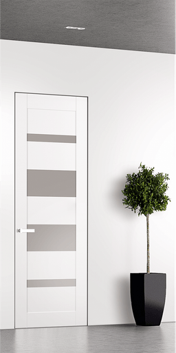 MIRELLA VETRO SNOW WHITE DOUBLE INVISIBLE METAL FRAME BELLDINNI MODERN INTERIOR DOOR - 1