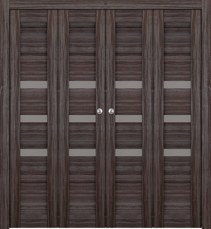 DORA VETRO GRAY OAK DOUBLE BI-FOLD BELLDINNI MODERN INTERIOR DOOR - 1