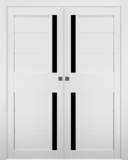 Esta Black Vetro Bianco Noble Double Pocket Belldinni Modern Interior Door - 1