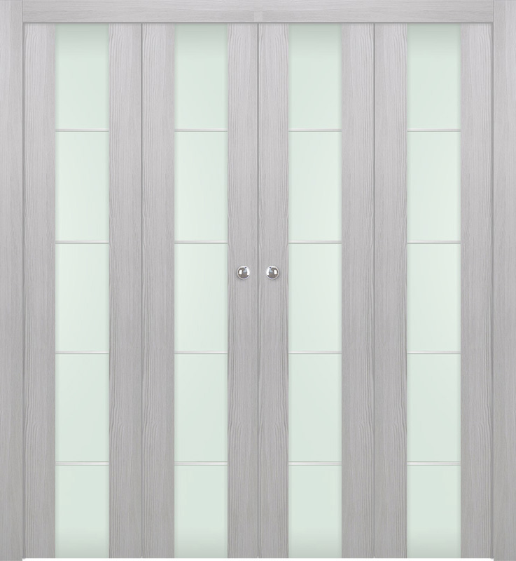 AVON 202 4H GOLD STRIPS VETRO RIBEIRA ASH DOUBLE BI-FOLD DOORS BELLDINNI MODERN INTERIOR DOOR - 1