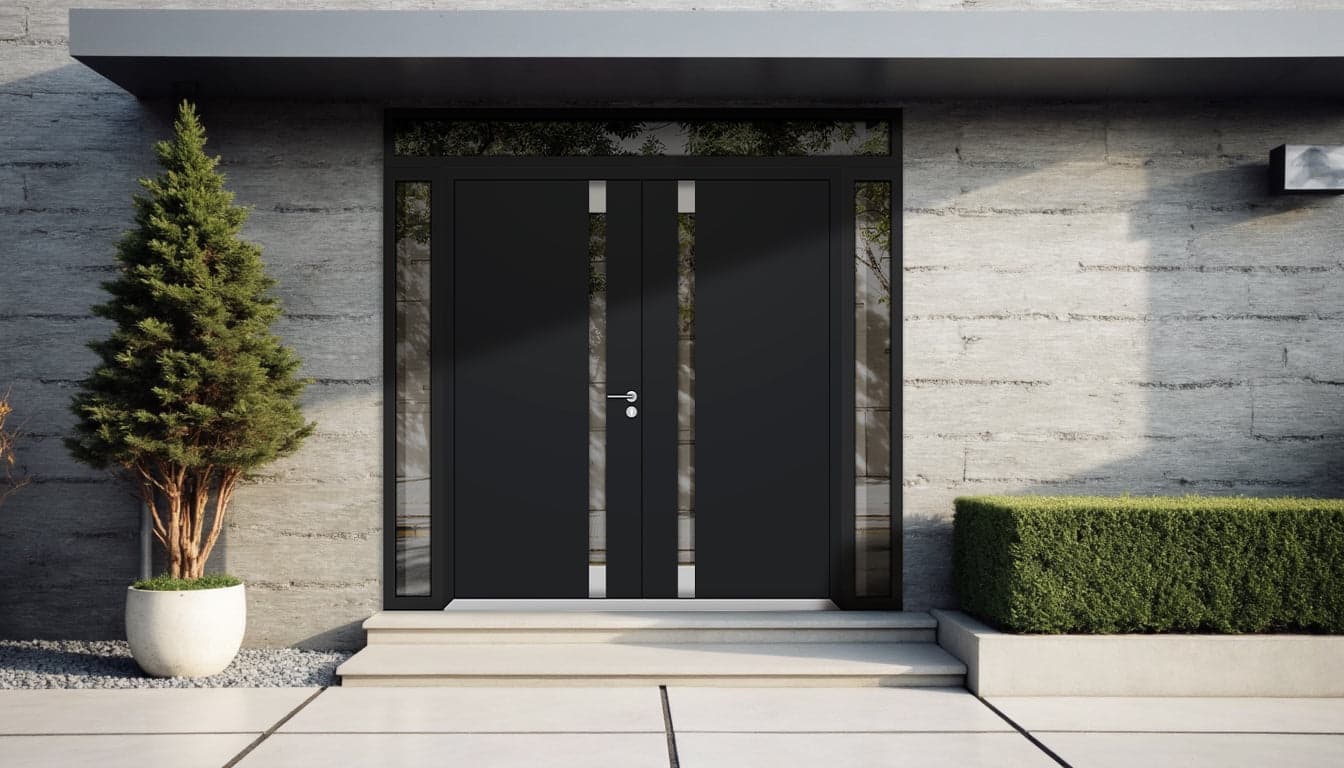 Double metal-aluminum modern exterior door Cynex 6777 8ft - 9