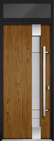Single Modern Steel Exterior Door Deux 1713 Natural Oak 8ft - 4