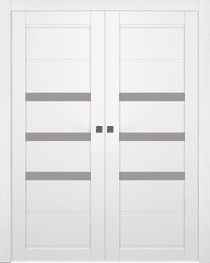 RITA VETRO SNOW WHITE DOUBLE POCKET BELLDINNI MODERN INTERIOR DOOR - 1