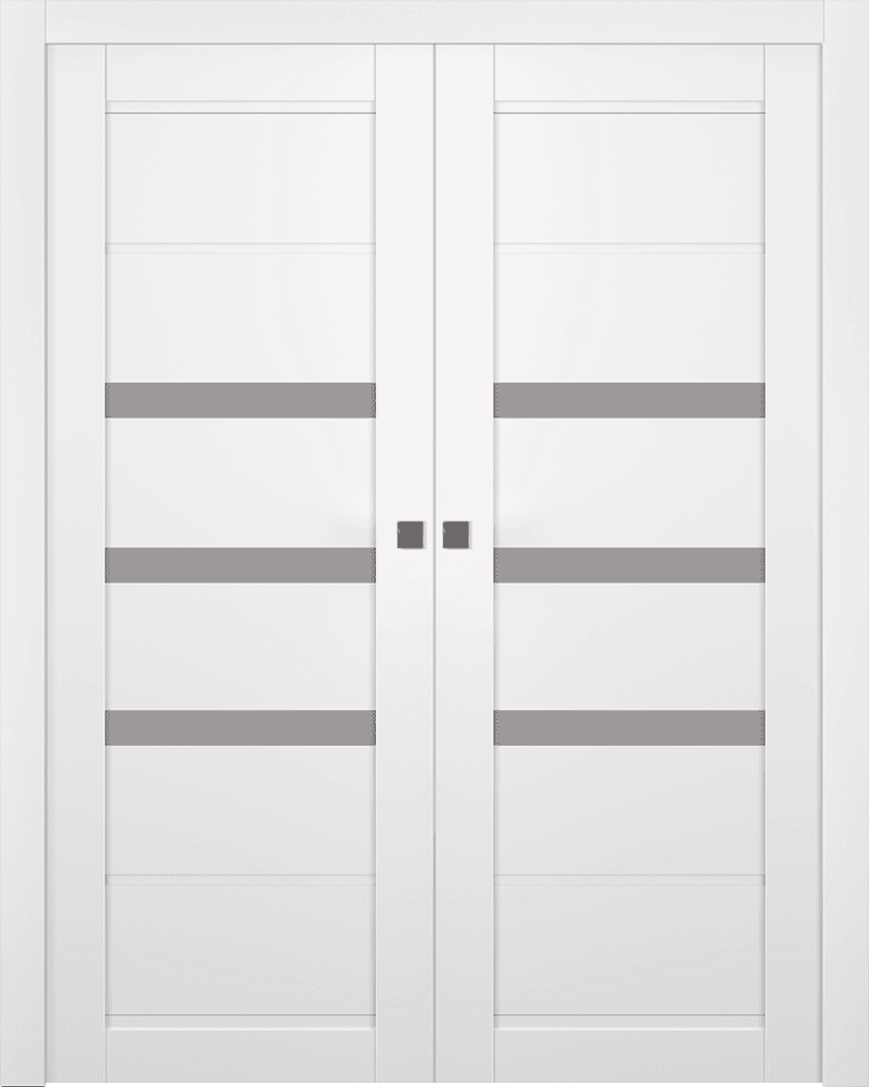 RITA VETRO SNOW WHITE DOUBLE POCKET BELLDINNI MODERN INTERIOR DOOR - 1