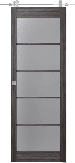 PALLADIO 5 LITE VETRO GRAY OAK DOUBLE BARN BELLDINNI MODERN INTERIOR DOOR - 1