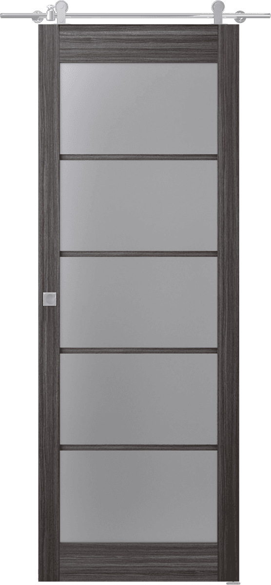 PALLADIO 5 LITE VETRO GRAY OAK DOUBLE BARN BELLDINNI MODERN INTERIOR DOOR - 1
