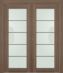 AVON 5 LITE VETRO PECAN NUTWOOD DOUBLE POCKET BELLDINNI MODERN INTERIOR DOOR - 1