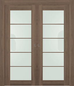 AVON 5 LITE VETRO PECAN NUTWOOD DOUBLE POCKET BELLDINNI MODERN INTERIOR DOOR - 1