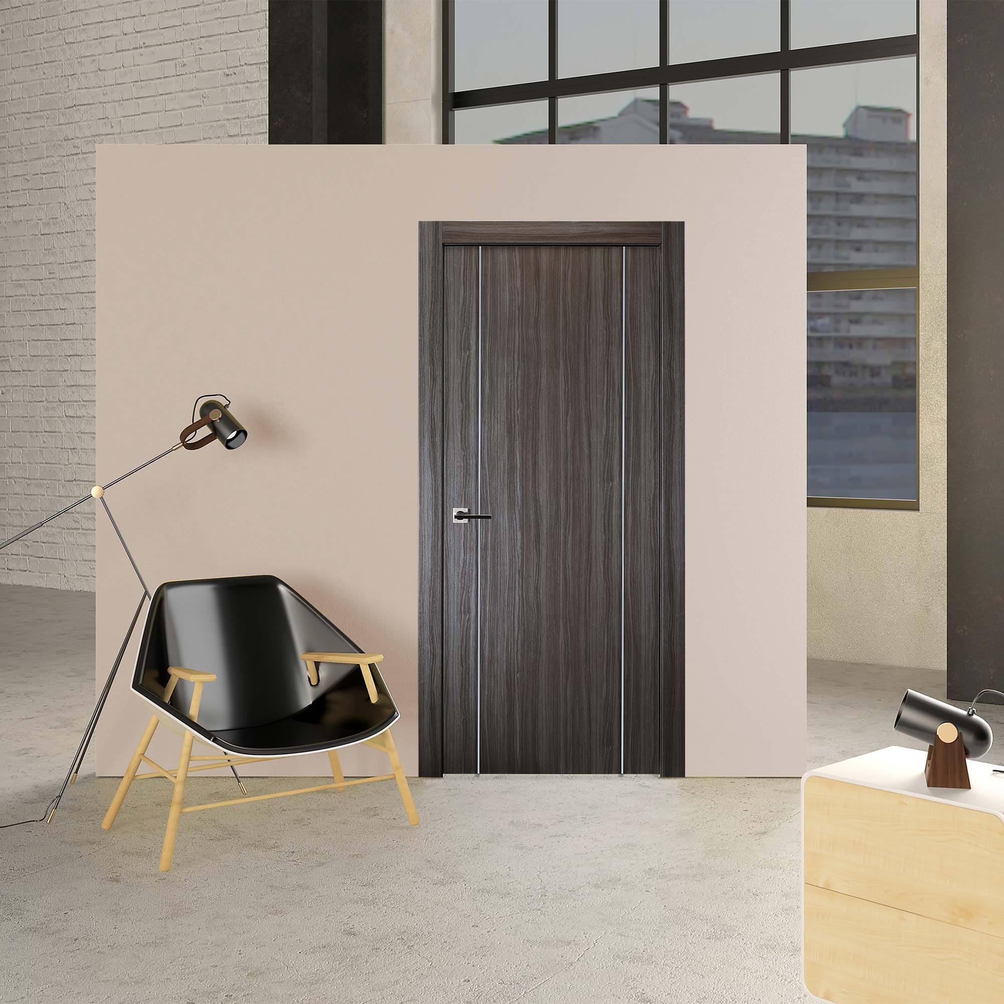 PALLADIO 2U GRAY OAK SWING BELLDINNI MODERN INTERIOR DOOR - 3