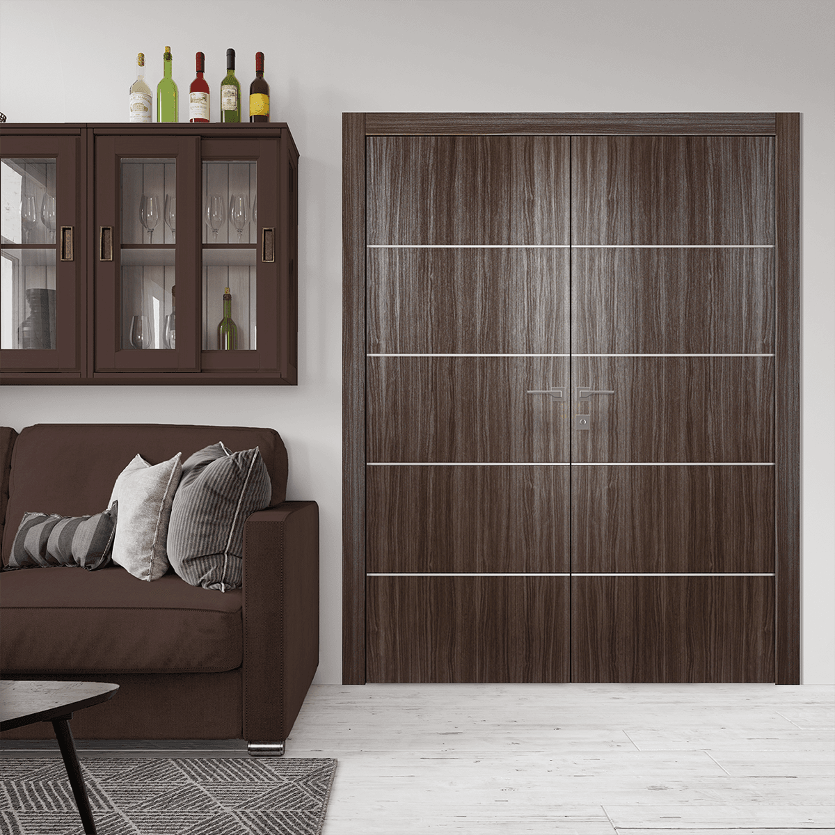 PALLADIO 4H GRAY OAK DOUBLE POCKET BELLDINNI MODERN INTERIOR DOOR - 2