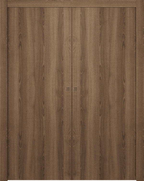 OPTIMA PECAN NUTWOOD DOUBLE POCKET DOORS BELLDINNI MODERN INTERIOR DOOR