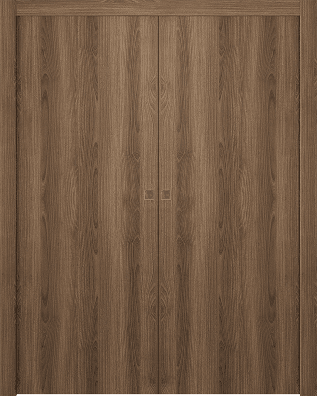 OPTIMA PECAN NUTWOOD DOUBLE POCKET DOORS BELLDINNI MODERN INTERIOR DOOR