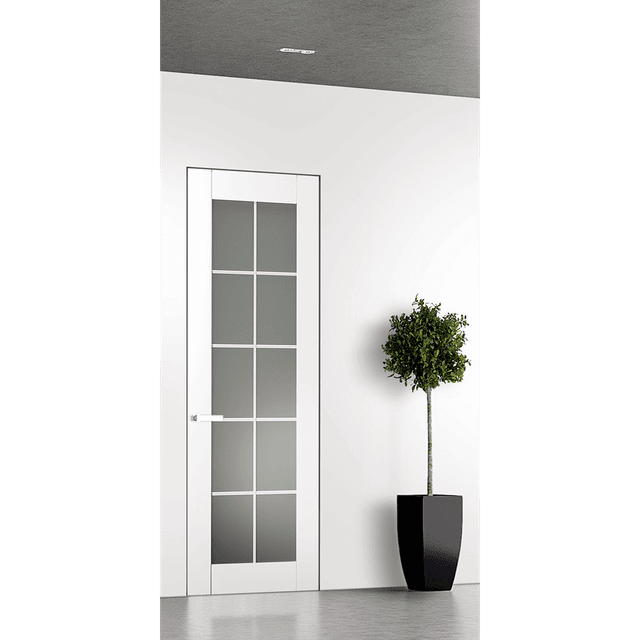 SMART PRO 10 LITE VETRO POLAR WHITE INVISIBLE METAL FRAME BELLDINNI MODERN INTERIOR DOOR