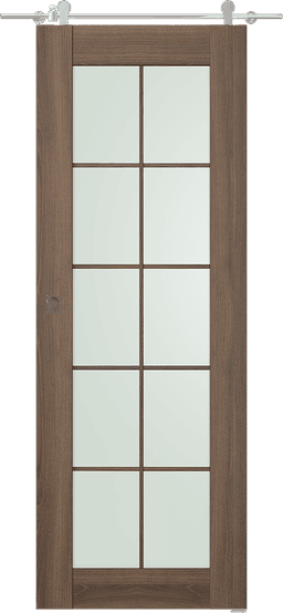 AVON 10 LITE VETRO PECAN NUTWOOD DOUBLE BARN BELLDINNI MODERN INTERIOR DOOR - 1