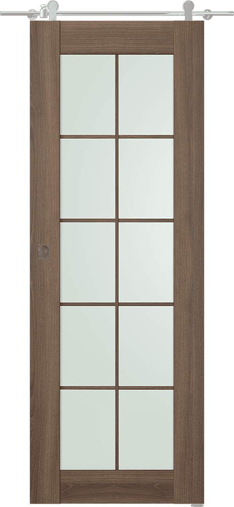 AVON 10 LITE VETRO PECAN NUTWOOD DOUBLE BARN BELLDINNI MODERN INTERIOR DOOR - 1