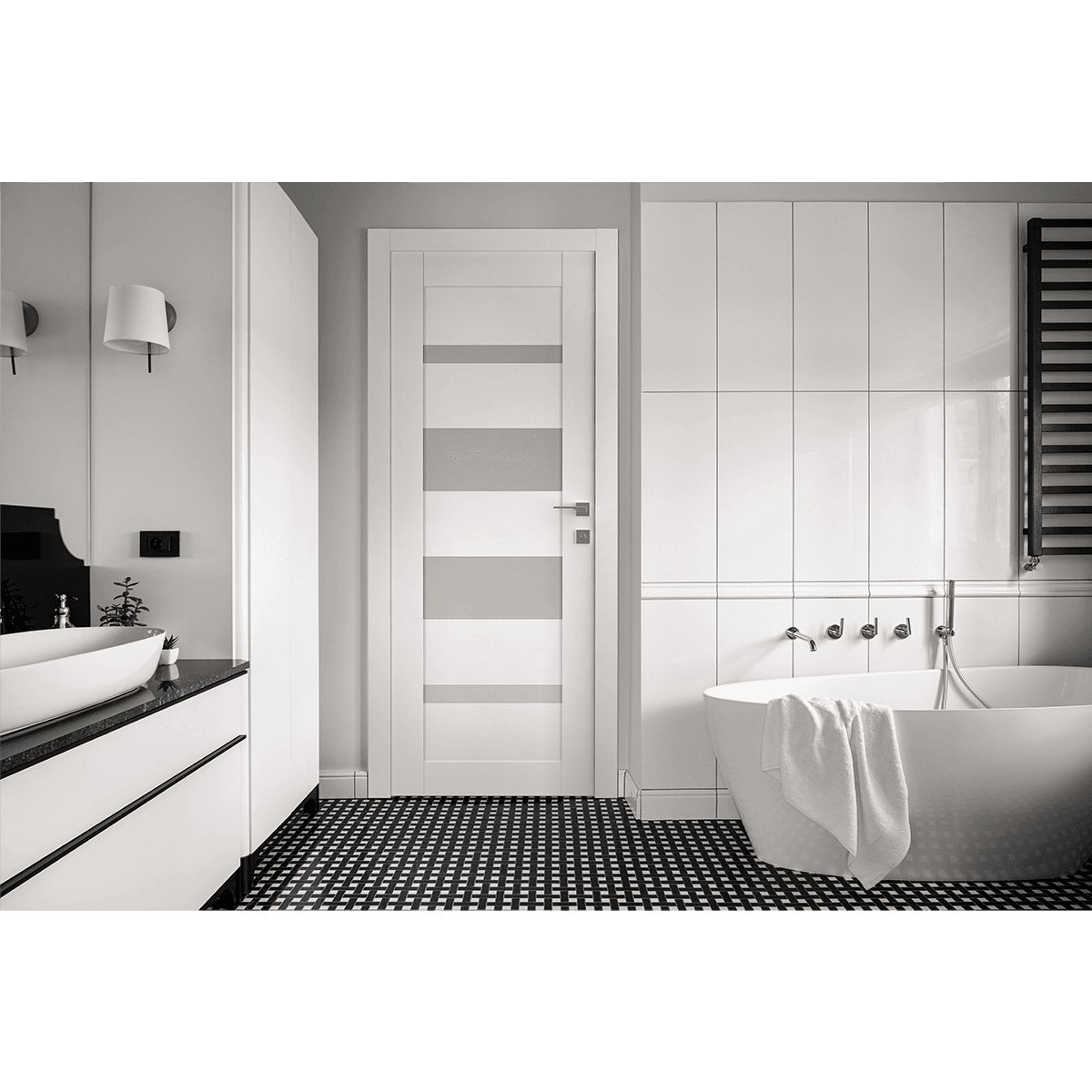 MIRELLA VETRO SNOW WHITE DOUBLE BELLDINNI MODERN INTERIOR DOOR - 2