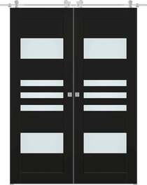 LETI VETRO BLACK MATTE DOUBLE BARN BELLDINNI MODERN INTERIOR DOOR - 1