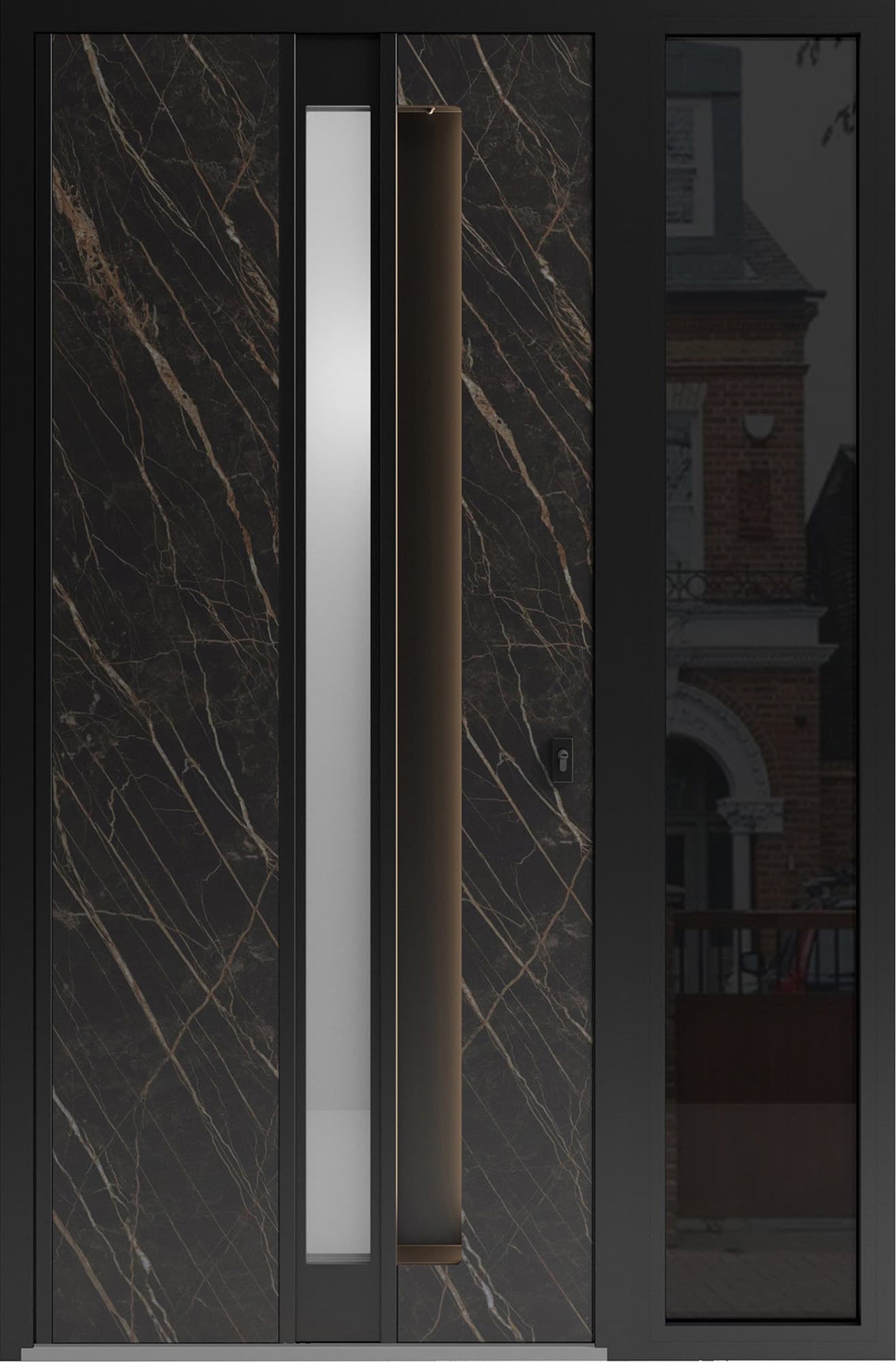 Modern steel exterior aluminum door Hiddex 0155 8ft - 2