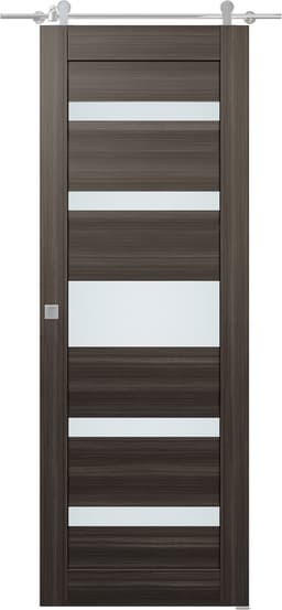 GINA VETRO GRAY OAK DOUBLE BARN DOORS BELLDINNI MODERN INTERIOR DOOR - 1