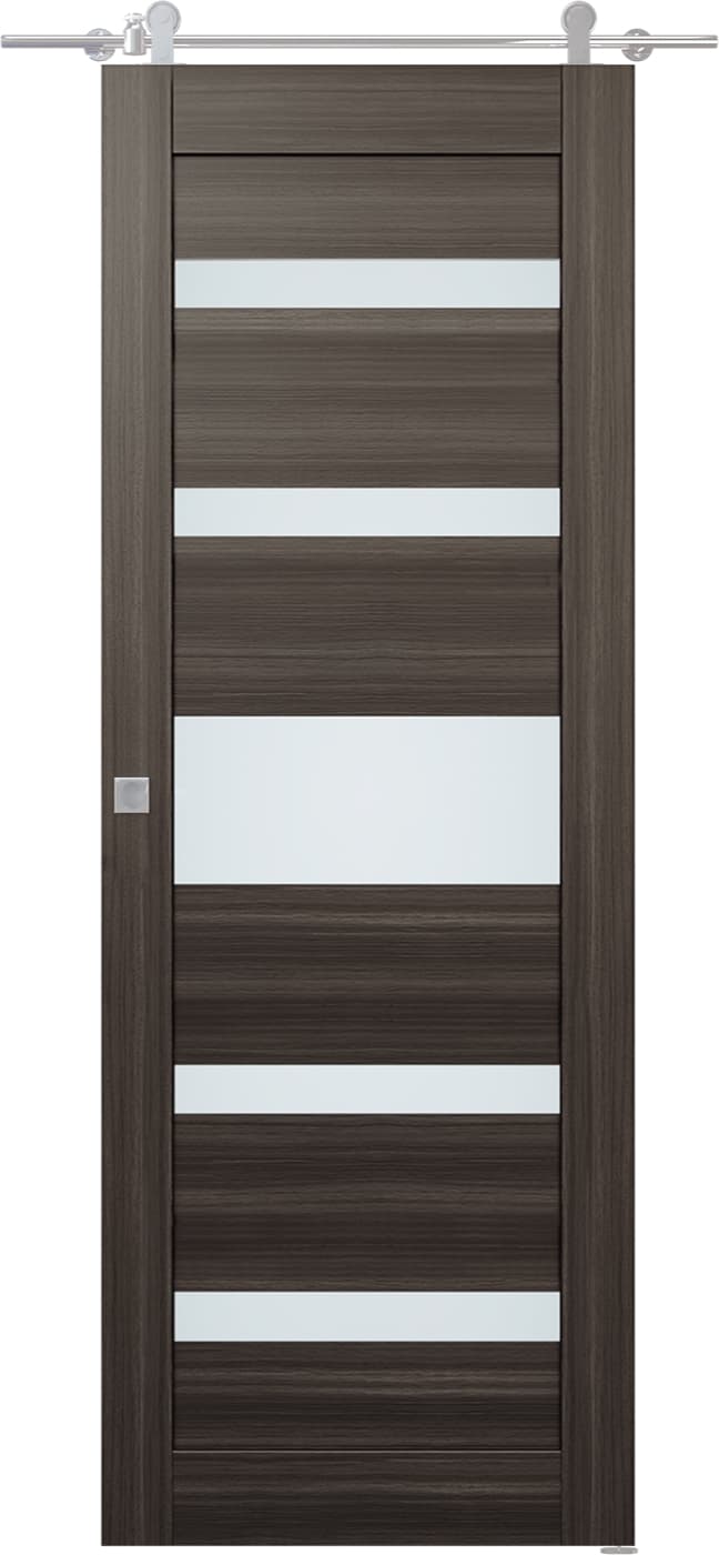 GINA VETRO GRAY OAK DOUBLE BARN DOORS BELLDINNI MODERN INTERIOR DOOR - 1