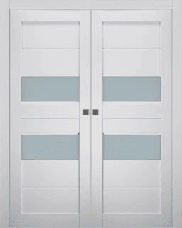 DESSA VETRO BIANCO NOBLE DOUBLE POCKET BELLDINNI MODERN INTERIOR DOOR - 1