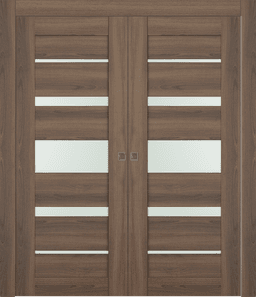 AVON 07-03 VETRO PECAN NUTWOOD DOUBLE POCKET DOORS BELLDINNI MODERN INTERIOR DOOR IN STOCK - 1