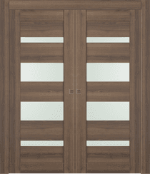 AVON 07-01 VETRO PECAN NUTWOOD DOUBLE POCKET DOORS BELLDINNI MODERN INTERIOR DOOR - 1
